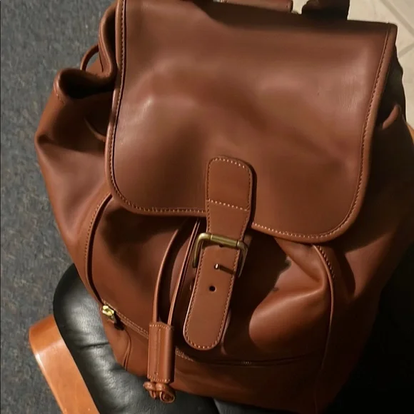 Coach | Bags | Coach Brown Leather Backpack With Foldover  display picture 2